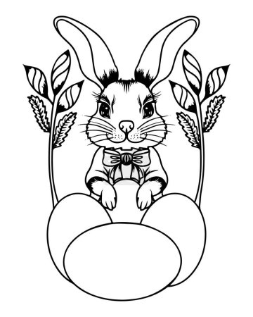 Illustration for Easter coloring page with bunny and eggs. Easter coloring page vector illustration - Royalty Free Image