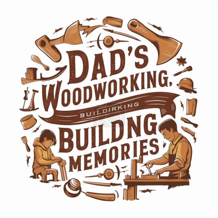 carpenter workshop logo with vintage wood and saw, vector illustration
