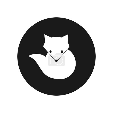 Téléchargez les illustrations : Renard arctique icône plate simple. Logo animal monochrome. Noir et blanc. Art vectoriel - en licence libre de droit