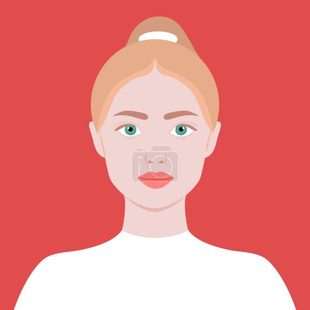 Ilustración de Portrait of a young blond woman. Full face portrait in flat style. Avatar. Female. Diversity - Imagen libre de derechos