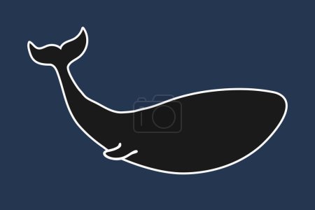 Illustration for A whale silhouette on blue background. Ocean and sea life theme. Vector illustration - Royalty Free Image