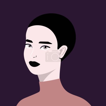Ilustración de Retrato de una hermosa mujer de medio turno en colores pálidos y oscuros - Imagen libre de derechos