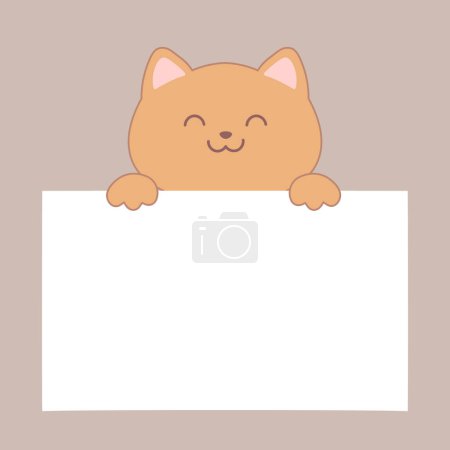 Illustration for Cartoon ginger cat holding a blank paper sheet. Vector illustration - Royalty Free Image