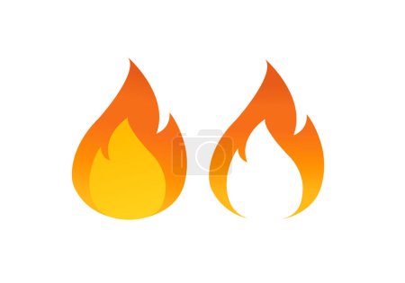 Illustration for Flame icon. Fire, bonfire, burning emblem in flat design. Vector art - Royalty Free Image