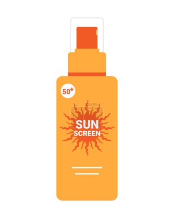 Sonnenschutzspray-Flasche. Sonnenschutzmittel Produktverpackung Design. LSF 50 Produkt. Vektorillustration