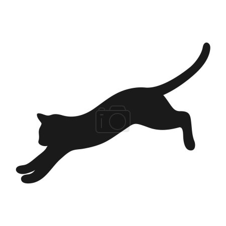 Silhouette de chat sautant. Le chat saute. Illustration vectorielle