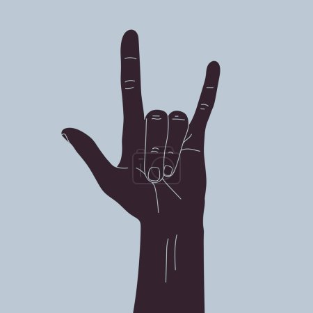 Hard rock horns sign. Hand showing rock gesture. Vector illustration