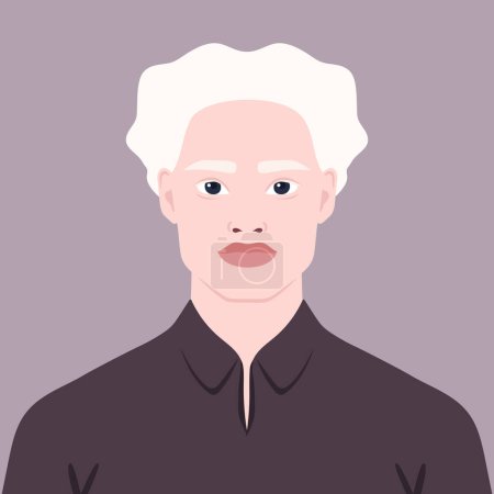 Beautiful Albino man portrait. Avatar of a young African male with albinism. Genetic rare appearance. Vector illustration