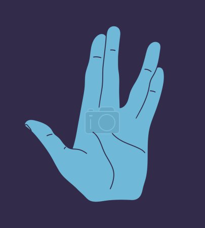 Faire main geste de salut vulcain. Vivre longtemps et prospère signe de la main isolé. Illustration vectorielle