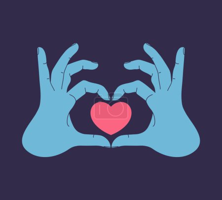 Téléchargez les illustrations : Les mains humaines font signe de coeur. Un geste de coeur. Illustration vectorielle - en licence libre de droit