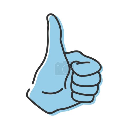 Hand with thumb up isolated on a white background. Thumb up line icon. Approve and like symbol. Vector illustration