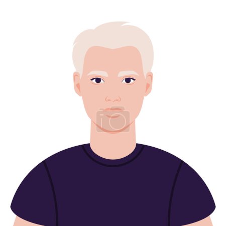 Portrait of a beautiful blond young man in T shirt. Avatar for social media. Vector illustration