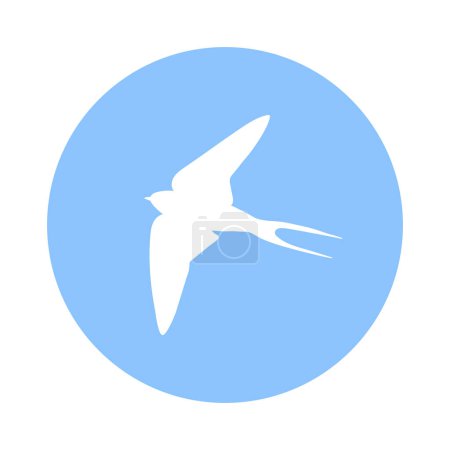 Martin bird silhouette on blue sky. Vector illustration