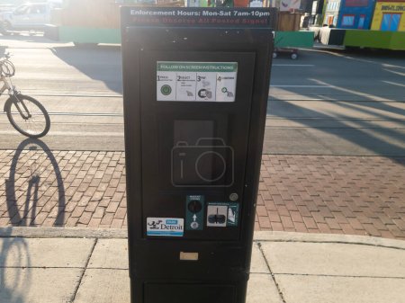 Photo for A Paid parking station meter in Midtown Detroit, Michigan, - Royalty Free Image