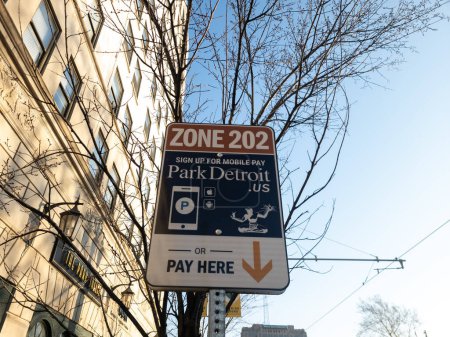 Photo for Park Detroit sign for paid parking in Detroit, MIchigan - Royalty Free Image