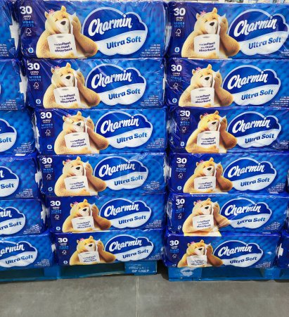 Photo for Pallet of Charmin ultra-soft toilet paper. Each package contains 30 rolls - Royalty Free Image