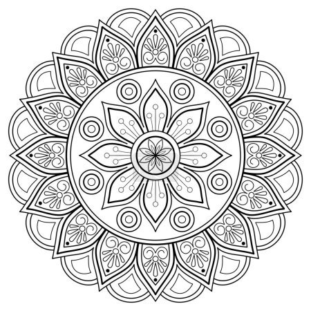 Illustration for Mandala digital art pattern. Art on the wall. Coloring book Lace pattern The tattoo. Design for a wallpaper Paint shirt and tile Stencil Sticker Design, Decorative circle ornament in ethnic - Royalty Free Image