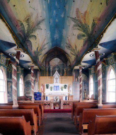 Téléchargez les photos : Église peinte à Kona, Kailua, Big Island, Hawaï - États-Unis - en image libre de droit