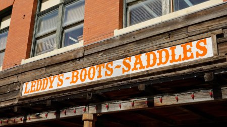 Photo for Leddys Boots Saddles at Fort Worth Stockyards in the historic district - FORT WORTH, TEXAS - NOVEMBER 09, 2022 - Royalty Free Image