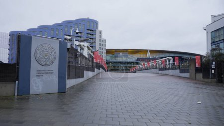 Foto de Emirates Stadium - sede del club de fútbol Arsenal London - LONDRES, REINO UNIDO - 20 DE DICIEMBRE DE 2022 - Imagen libre de derechos