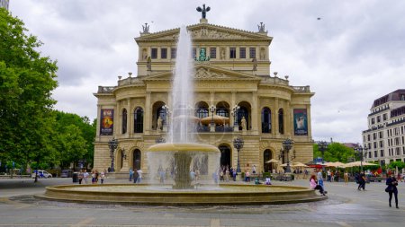 Photo for Lucae Fountain at Frankfurt Opera - the original old opera house in the city - FRANKFURT MAIN, GERMANY - JULY 12, 2022 - Royalty Free Image