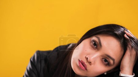 Photo for Girl with an exceptionally pretty face in close-up - studio photography - Royalty Free Image
