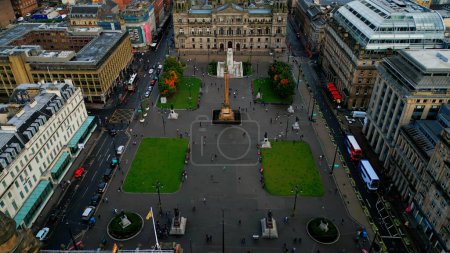 Photo for George Square in Glasgow City Center - aerial view - GLASGOW, UNITED KINGDOM - OCTOBER 04, 2022 - Royalty Free Image