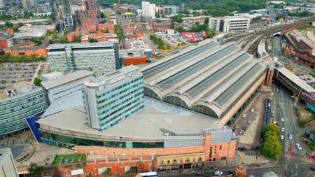 Photo for Manchester Piccadilly Railway station - drone photography - Royalty Free Image