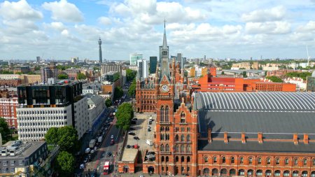 Photo for Aerial view over Kings Cross - St Pancras train station in London - travel photography - Royalty Free Image