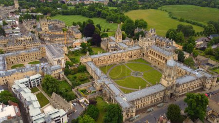 Photo for Christ Church and Merton College in Oxford - aerial view - travel photography - Royalty Free Image