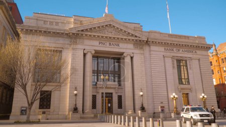 Photo for PNC Bank - Bank of America at Pennsylvania Avenue in Washington DC - WASHINGTON, UNITED STATES - APRIL 8, 2017 - Royalty Free Image