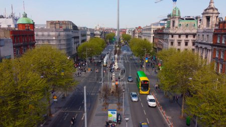 Foto de Famous O Connell Street with Spire in Dublin from above - aerial view by drone - Imagen libre de derechos