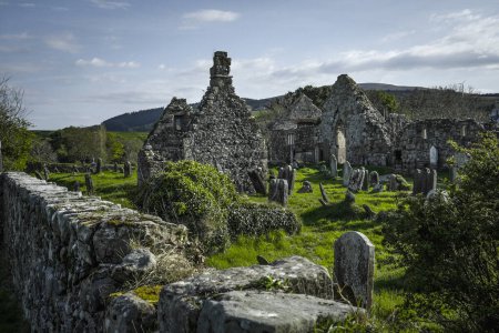 Téléchargez les photos : Ruins of an old abbey and cemetery in Northern Ireland - travel photography - en image libre de droit