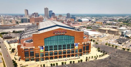 Photo for Lucas Oil stadium Indianapolis from above - aerial drone photography - INDIANAPOLIS, INDIANA - JUNE 07, 2023 - Royalty Free Image