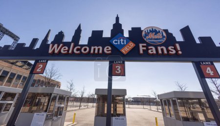 Photo for Citi Field stadium in Queens - home of the New York Mets - NEW YORK, UNITED STATES - FEBRUARY 14, 2023 - Royalty Free Image