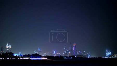 Photo for DUBAI, UNITED ARAB EMIRATES, UAE - NOVEMBER 20, 2017: at night, you can see the lights of Hotel Jumeirah Al Naseem and Hotel Jumeirah Al Qasr Madinat ,. High quality photo - Royalty Free Image