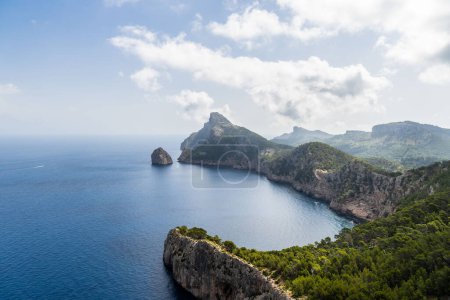Vues du Cap de Formentor, le point de vue es Colomer, à Majorque, les Îles Baléares, Espagne. 
