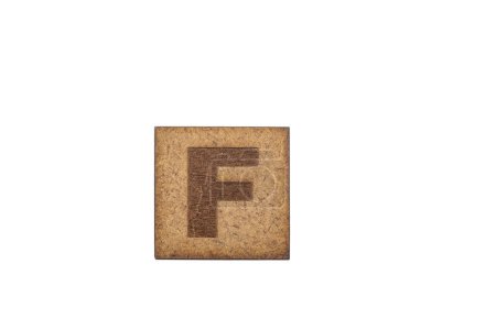 Photo for Capital Letter In Square Wooden Tiles - Letter F, On White Background. - Royalty Free Image