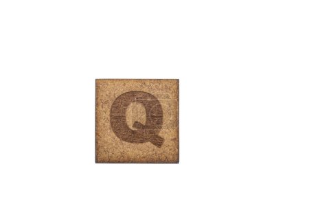 Photo for Capital Letter In Square Wooden Tiles - Letter Q, On White Background. - Royalty Free Image