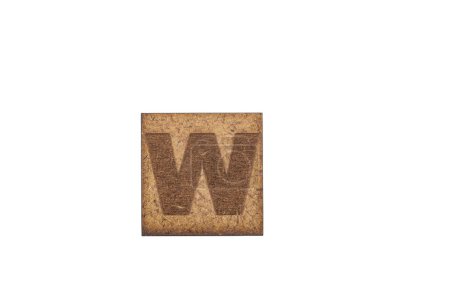 Photo for Capital Letter In Square Wooden Tiles - Letter W, On White Background. - Royalty Free Image