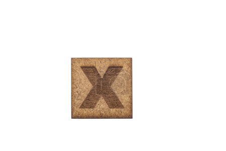 Photo for Capital Letter In Square Wooden Tiles - Letter X, On White Background. - Royalty Free Image
