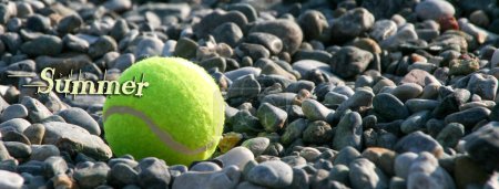 Photo for Tennis ball on the beach. Summer backgrounds. - Royalty Free Image