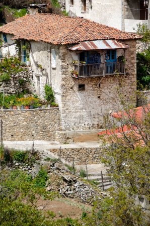 Photo for Old traditional stone house and architecture in Baltessiniko village.  Arcadia, Peloponnese, Greece - Royalty Free Image