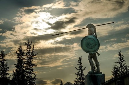 Foto de Estatua de Leonidas el rey de los espartanos en Thermopylae, Grecia - Imagen libre de derechos