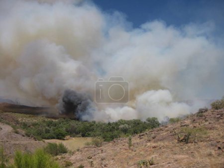 Photo for Dark Smoke from a small wildfire near Apache Junction, Arizona . High quality photo - Royalty Free Image