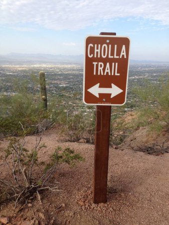Foto de Señal de sendero Cholla, Caminata por la montaña Camelback en Phoenix. Foto de alta calidad - Imagen libre de derechos
