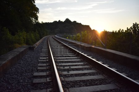 Photo for Sunset by Railroad Tracks near Radcliff, Kentucky, Tioga Falls Trail. High quality photo - Royalty Free Image