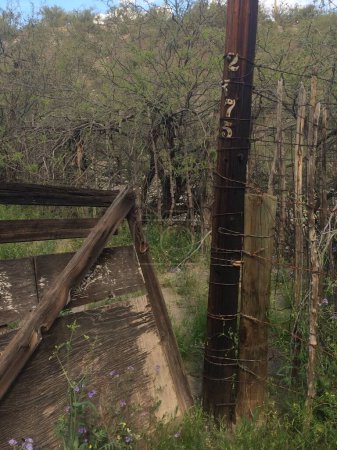 Rancho abandonado Corral y poste de madera en Arizona. Foto de alta calidad