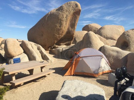 Camping at Joshua Tree National Park, California . High quality photo