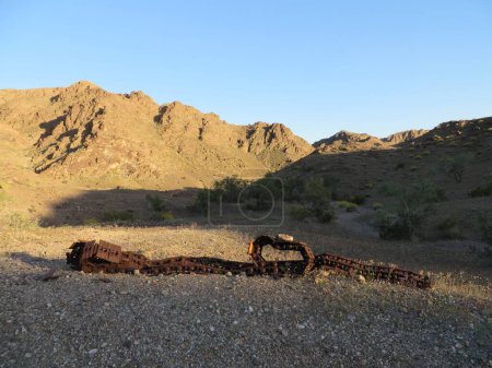 Remains of Old Machine Treads Rusting in Arizona Desert. High quality photo